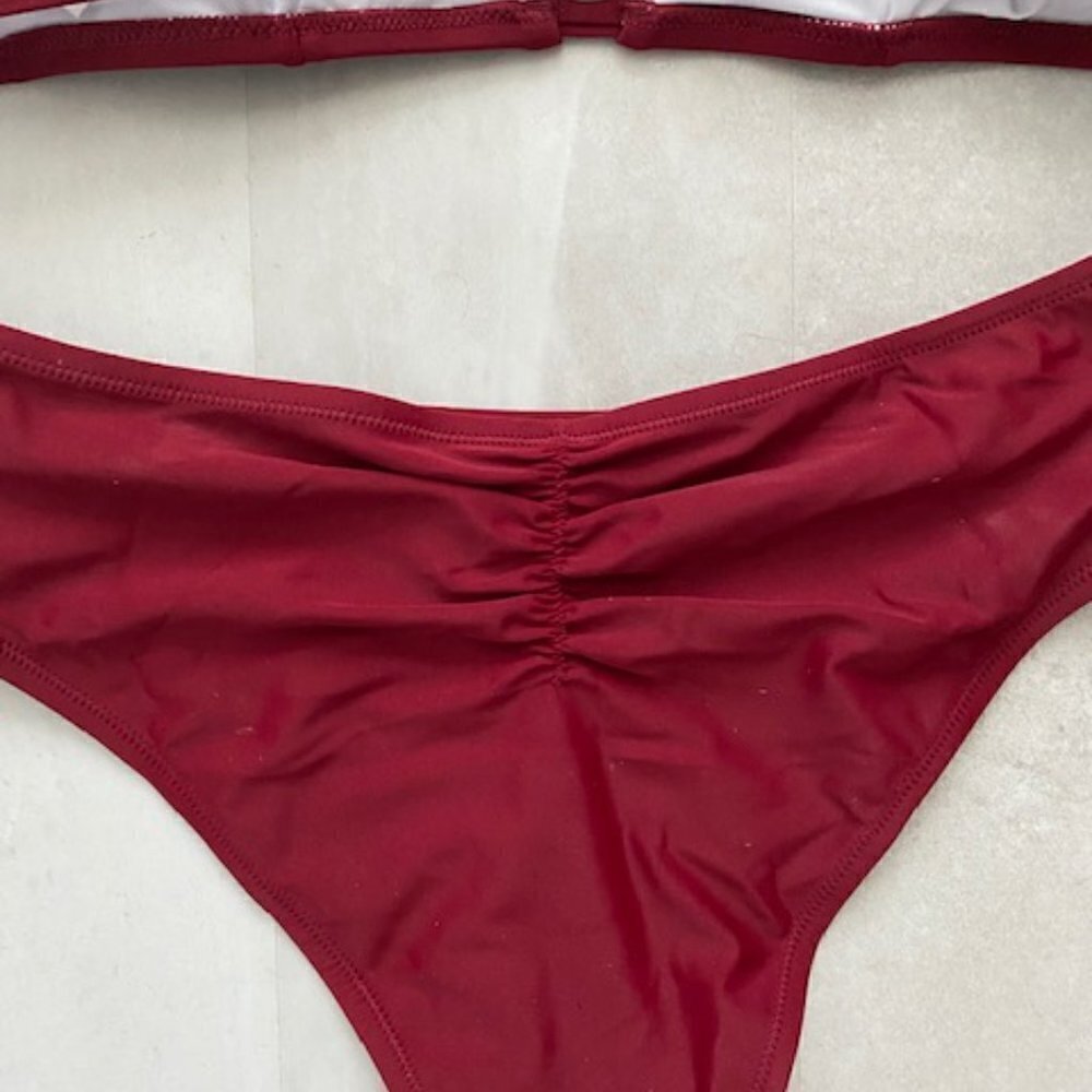 NWT CUPSHE Red Wine Strappy Cheeky 2pc Bikini Swimsuit Medium - Picture 9 of 13